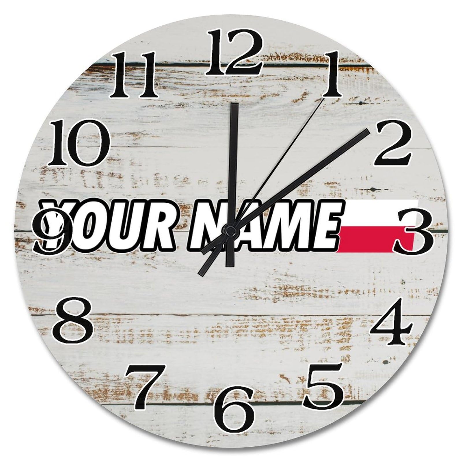 Horloge murale drapeau Pologne personnalisable pour salon et cuisine 38 cm