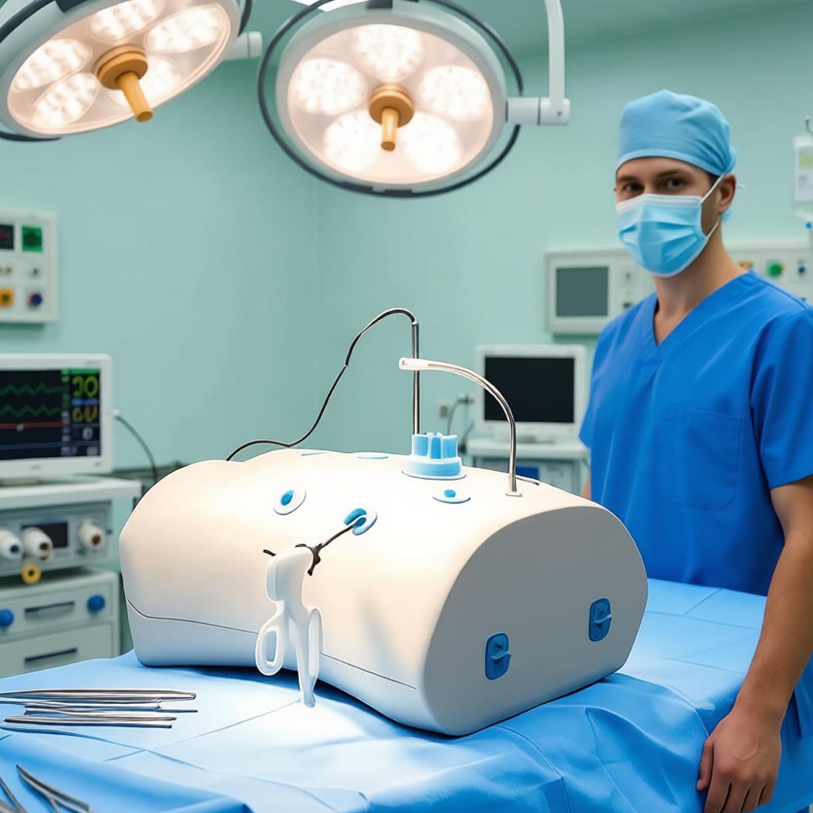 ROGHA Laparoscopic Surgery Simulator,14 Interchangeable Modules,Phones,Computers & Tablets Can Connect,Exercise Hand-Eye Coordination,for Lap Minimally Invasive Surgical Trainer