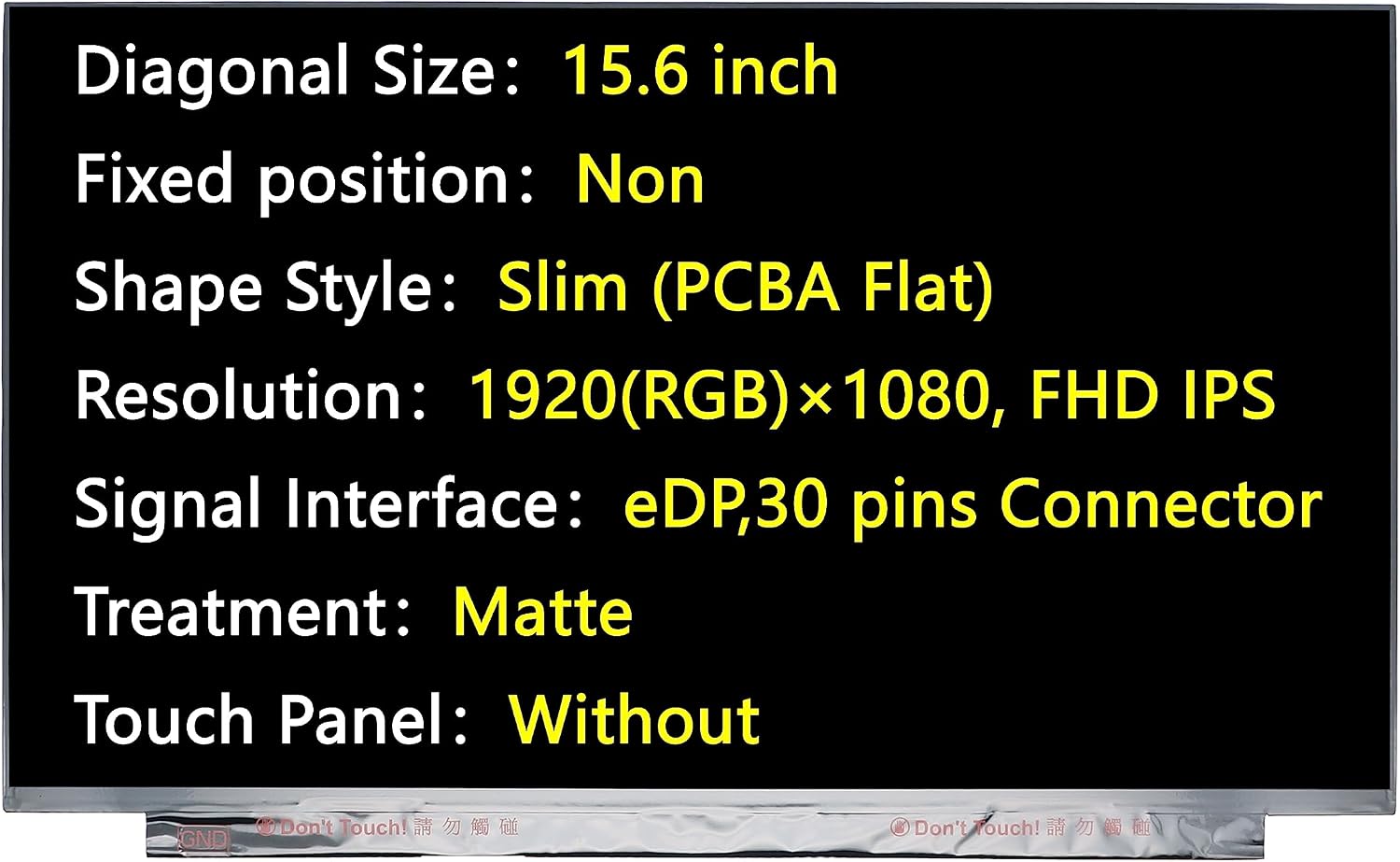 New Screen Replacement for B156HAN02.1 HW:0A HW:4A HW:7A HW:CA HW:9C,eDP,30 pins Connector 1920(RGB)×1080 FHD IPS Matte LCD LED Display