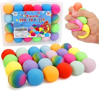 24 Pack Slow Rising Stress Balls, Stretchy Squishy Ball Fidget Toys for Kids Adults Stress Relief, Squeeze Ball Sensory Toys for Party Favors Classroom Prizes Stocking Stuffers Xmas Gift