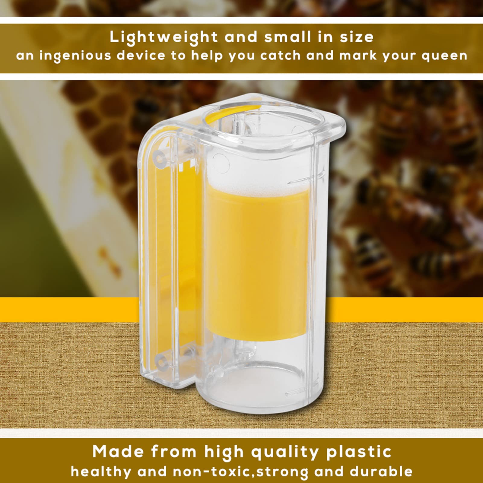 Tnfeeon Dispositif de Capture et Marquage pour Reine Abeille, Bouteille Anti Fuite avec Piston, Équipement de Marquage pour Apiculteur Débutant et Confirmé