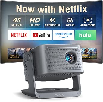 Smart 4K Projector with WiFi, Bluetooth, Dolby Audio, and Auto Focus