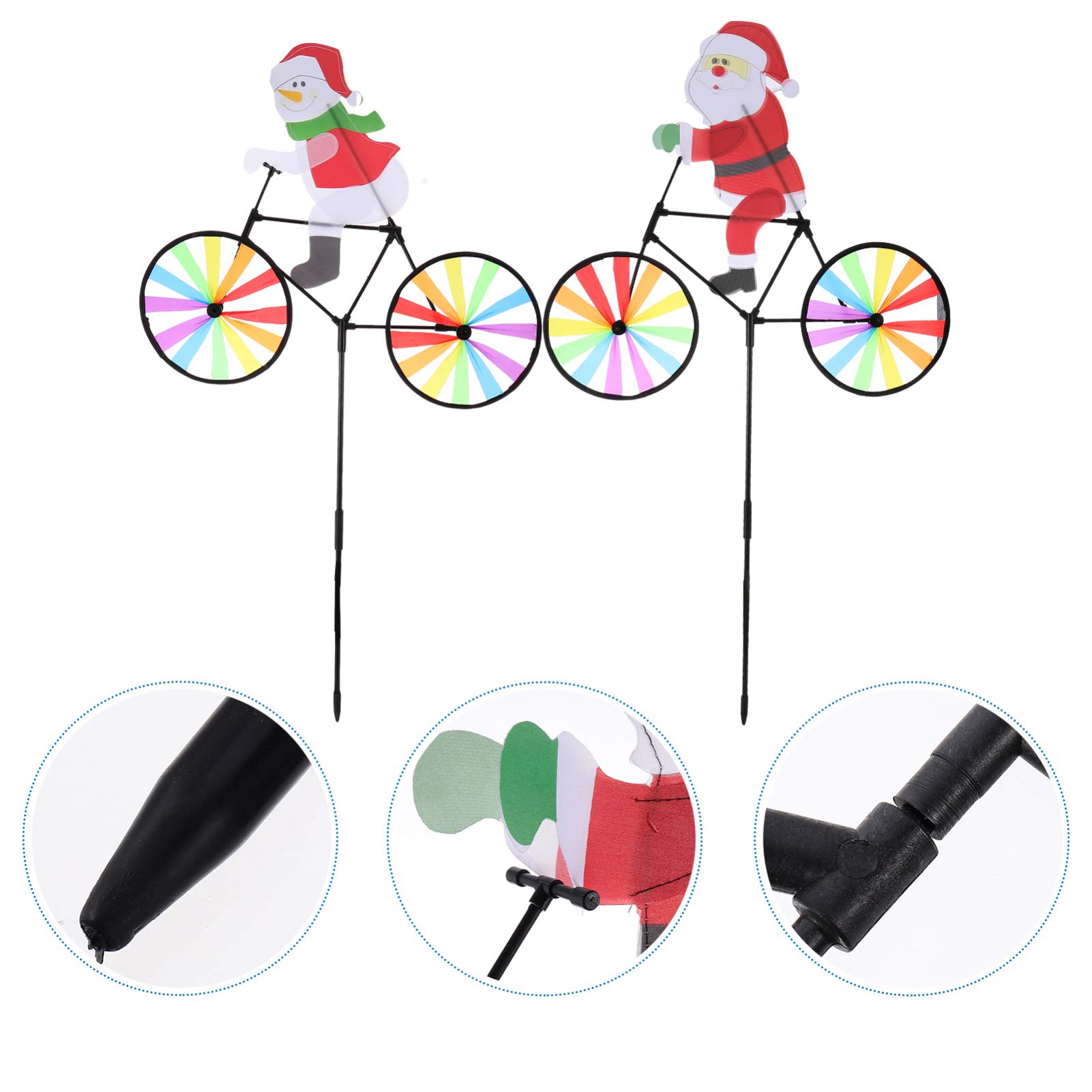 Lot de 2 moulins à vent de Noël Père Noël sur vélo pour décoration de jardin de vacances, jardin, cour, patio, crèche