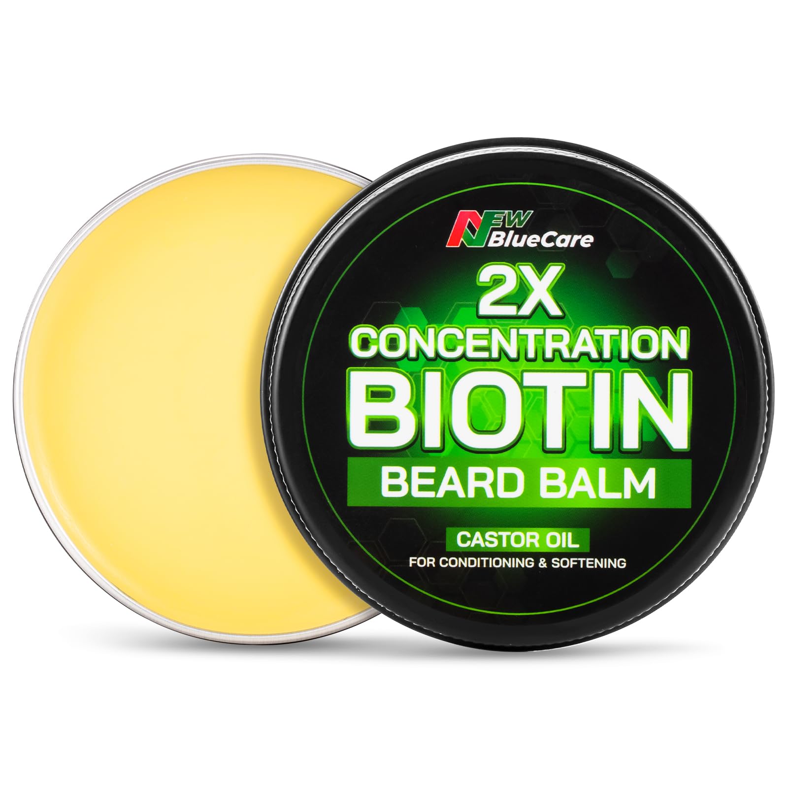 Beard Balm-2X Concentration Biotin -Styles, Growth, Strengthens & Softens Beards and Mustaches - Natural Beard Conditioner Wax with Organic Shea Butter, Argan & Jojoba Oils