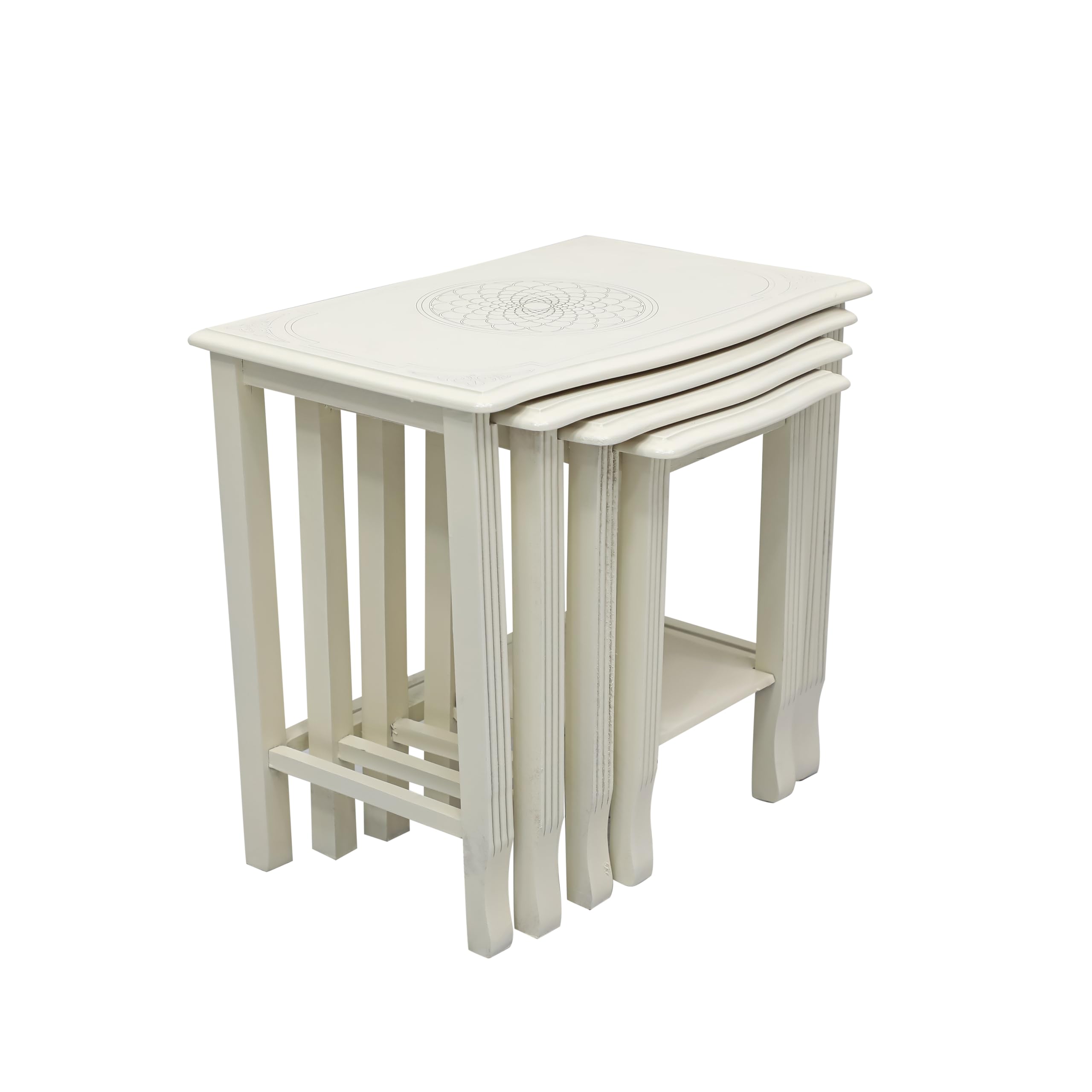 Elegant Nesting MH-NT103-cream table Set of 4 coffee tables – Modern Space-Saving Design for Home and Office (cream)