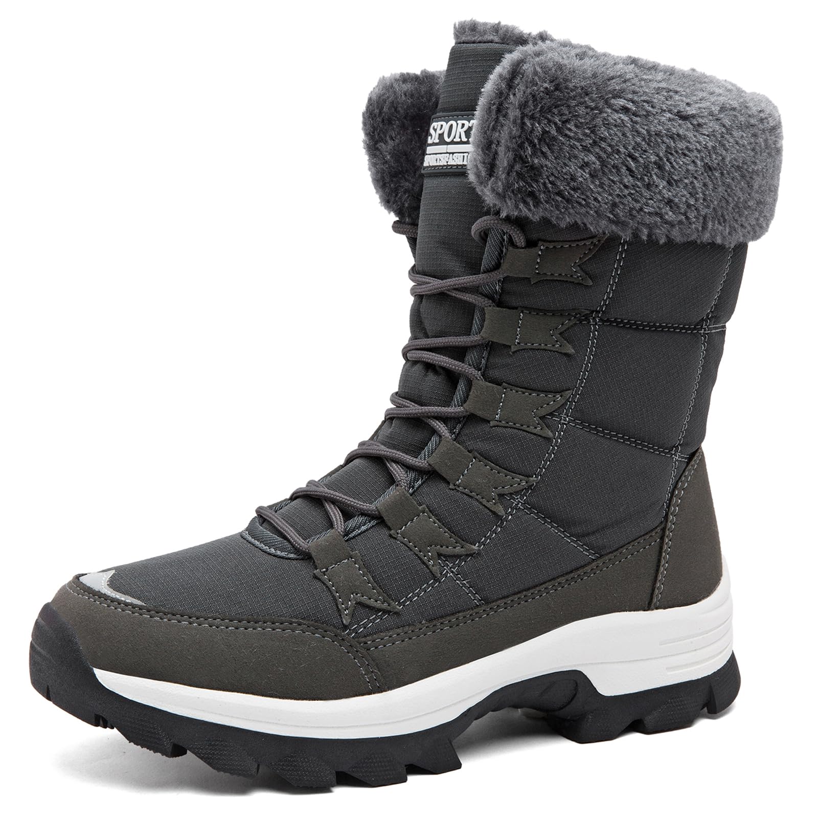 Bottes de Neige Femme Hiver Étanche Randonnée Chaussures Montantes Fourrure Taille 37-43