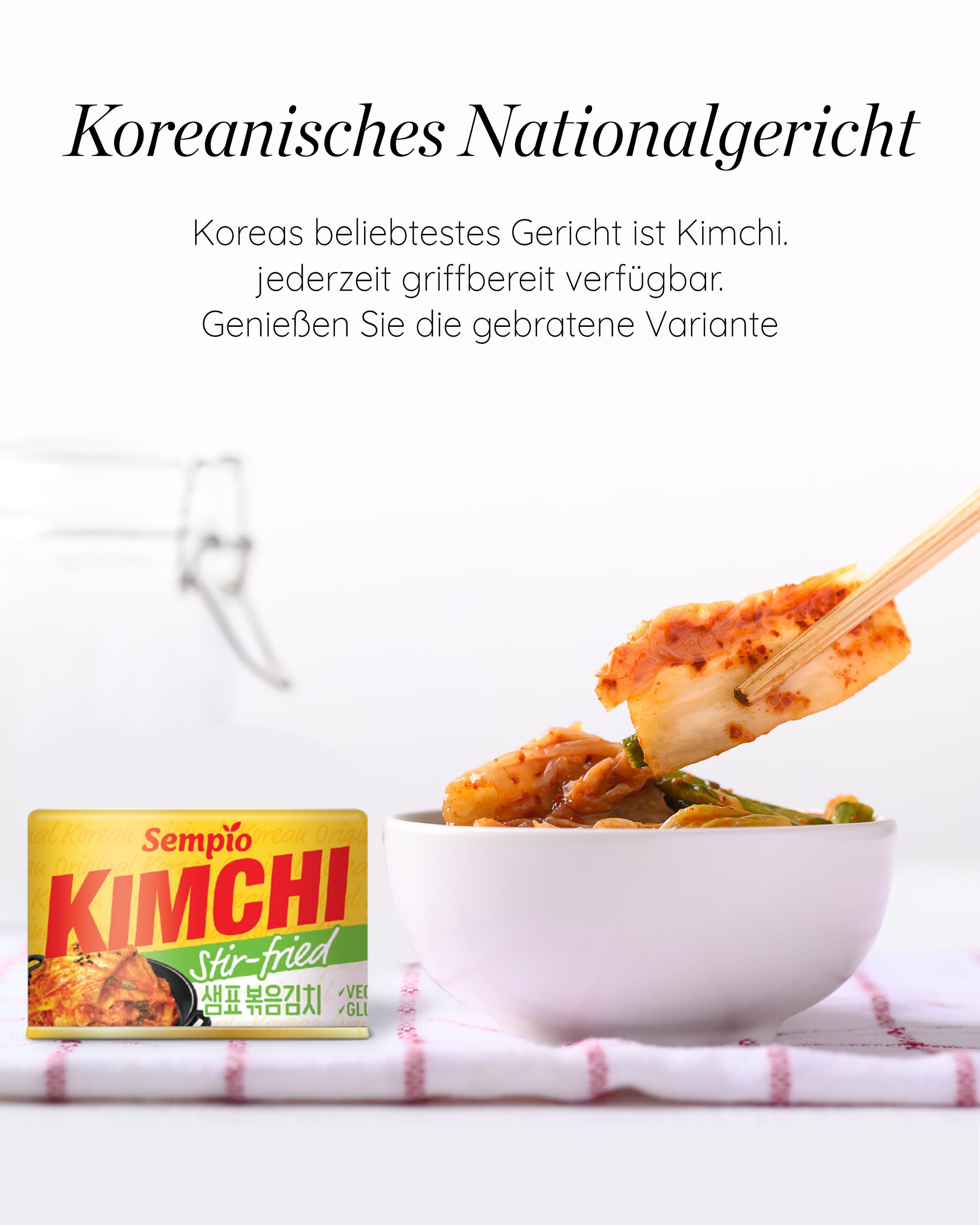 Sempio Kimchi en Lata (Salteado, 160g x 12) - Auténtico Kimchi Coreano de Col Napa en Lata. Vegano, No Transgénico
