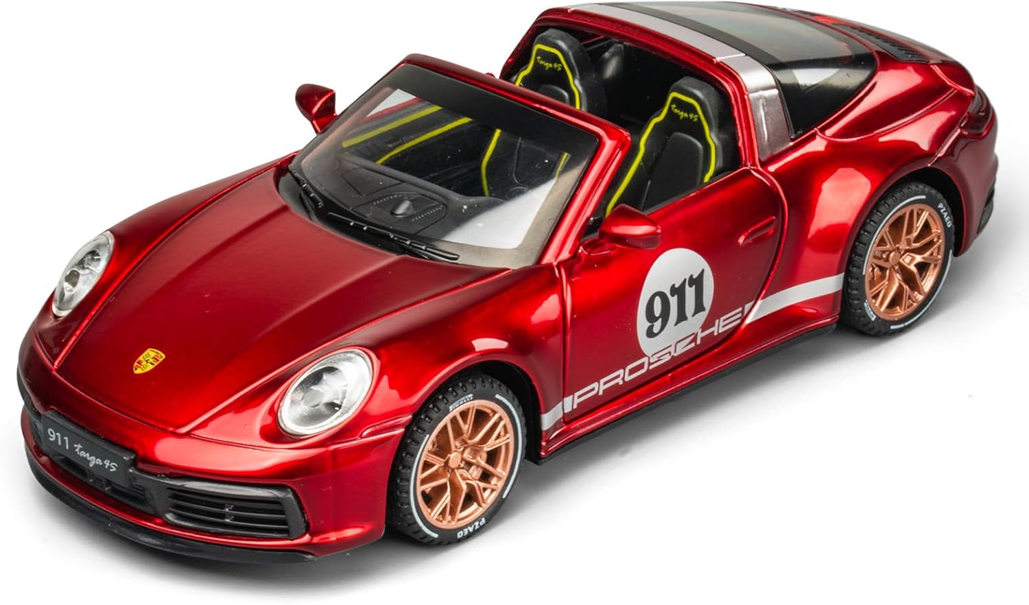 1：32 911 Targa 4S Diecast Cars, Pull Back Toy Car with Light & Sound, Perfect Model Presents for Kids & Boyfriends on Christmas (Red)