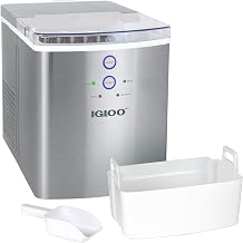 Igloo Electric Countertop Ice Maker Machine - Automatic and Portable - 33 Pounds in 24 Hours - Icecube Maker - Plastic Scoop and Basket - Ideal for Iced Coffee and Cocktails - Stainless Steel