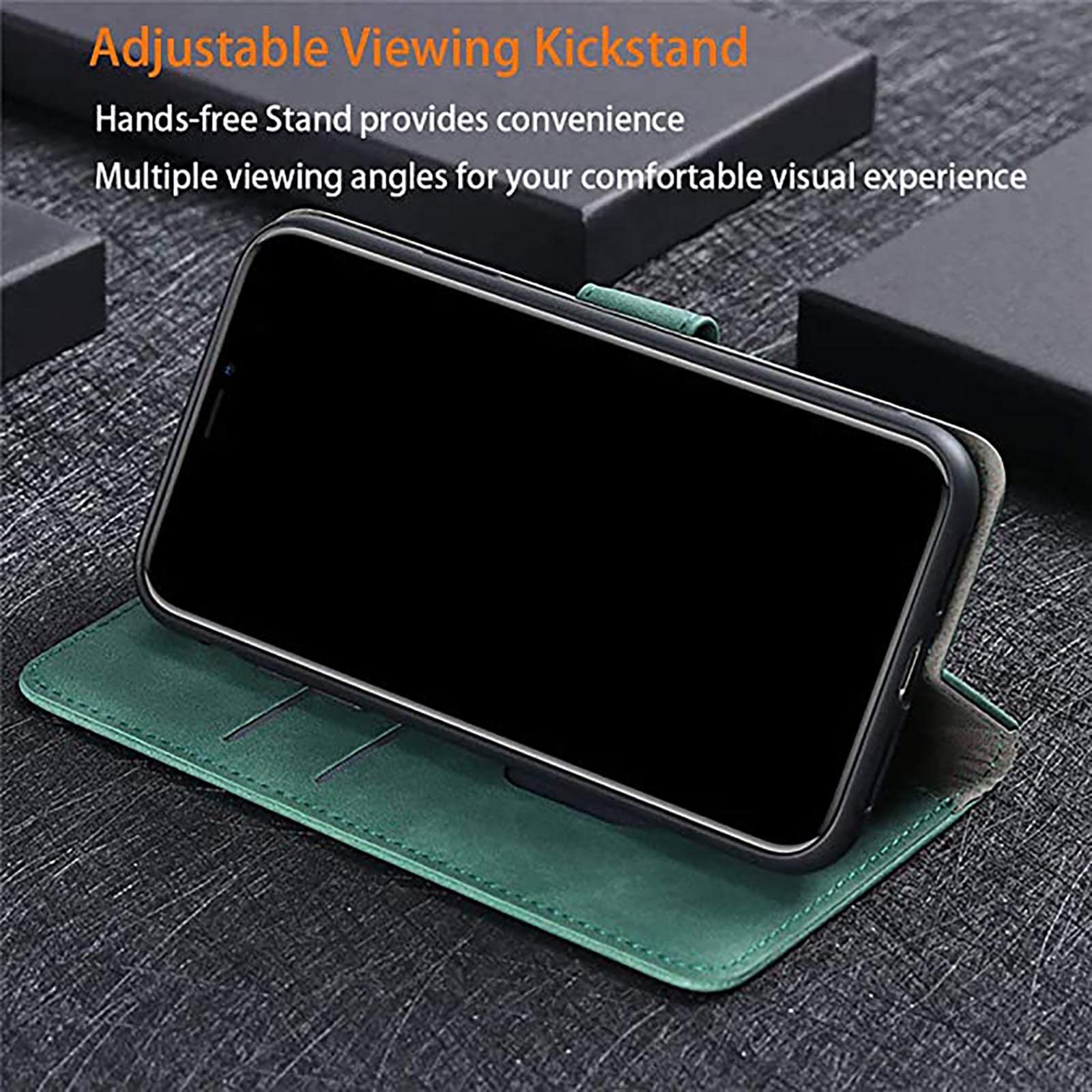 PONRFEKT Wallet Case For Xiaomi Poco X6 5G / Redmi Note 13 Pro 5G,Shockproof Premium Vintage PU Leather Magnetic Flip Cover With Card Holder And Stand Folio Phone Cover-Lagon - View #13