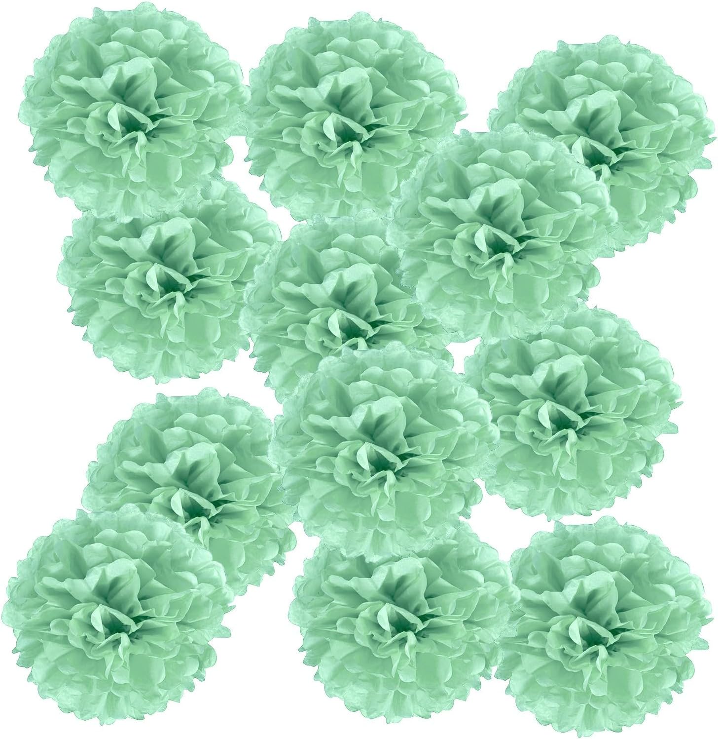 12 Pcs 9.84 x 9.84 Inch Paper Pom Poms Flower Ball Kit Party Light Green HEVERCH 503