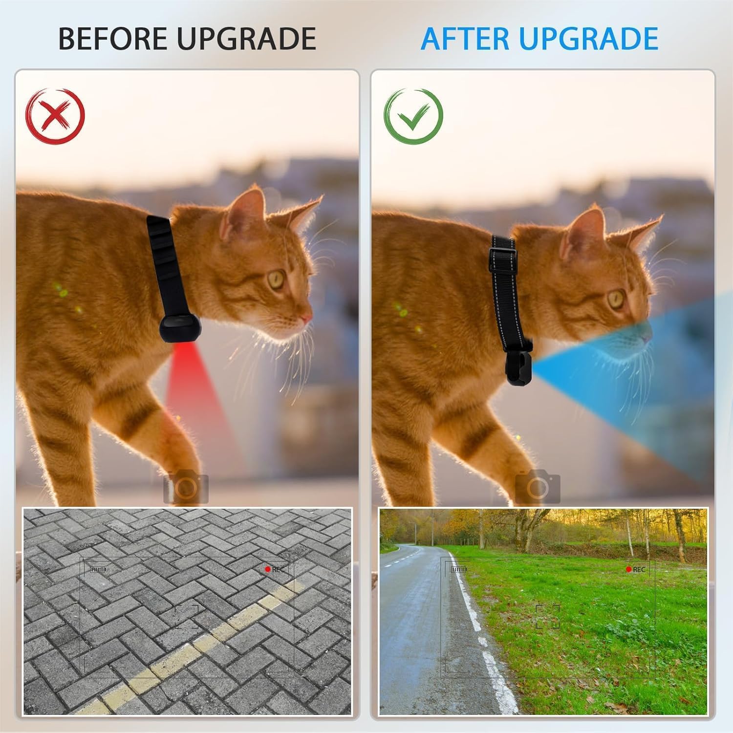 Obroża z kamerą dla kota,128 GB Upgrade 360 ° Obrotowa bezprzewodowa obroża dla kota 1080P HD,kamera z obrożą dla kota z kartą SD do artykułów dla zwierząt
