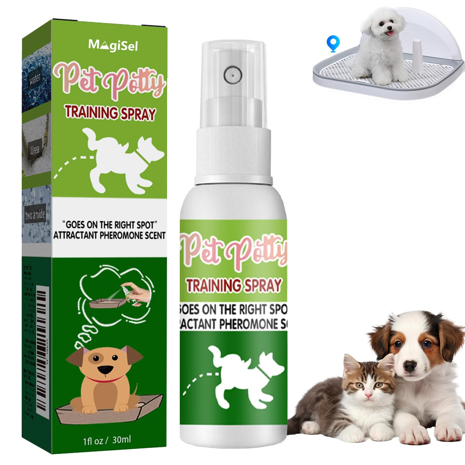 Spray Fai La Pipì Qui per Cani, Spray per Addestramento Vasino per Animali Domestici, 30 ml Attrattivo per pipì per animali domestici, Attraente, Strumenti Addestramento, Protezione Casa Mobili