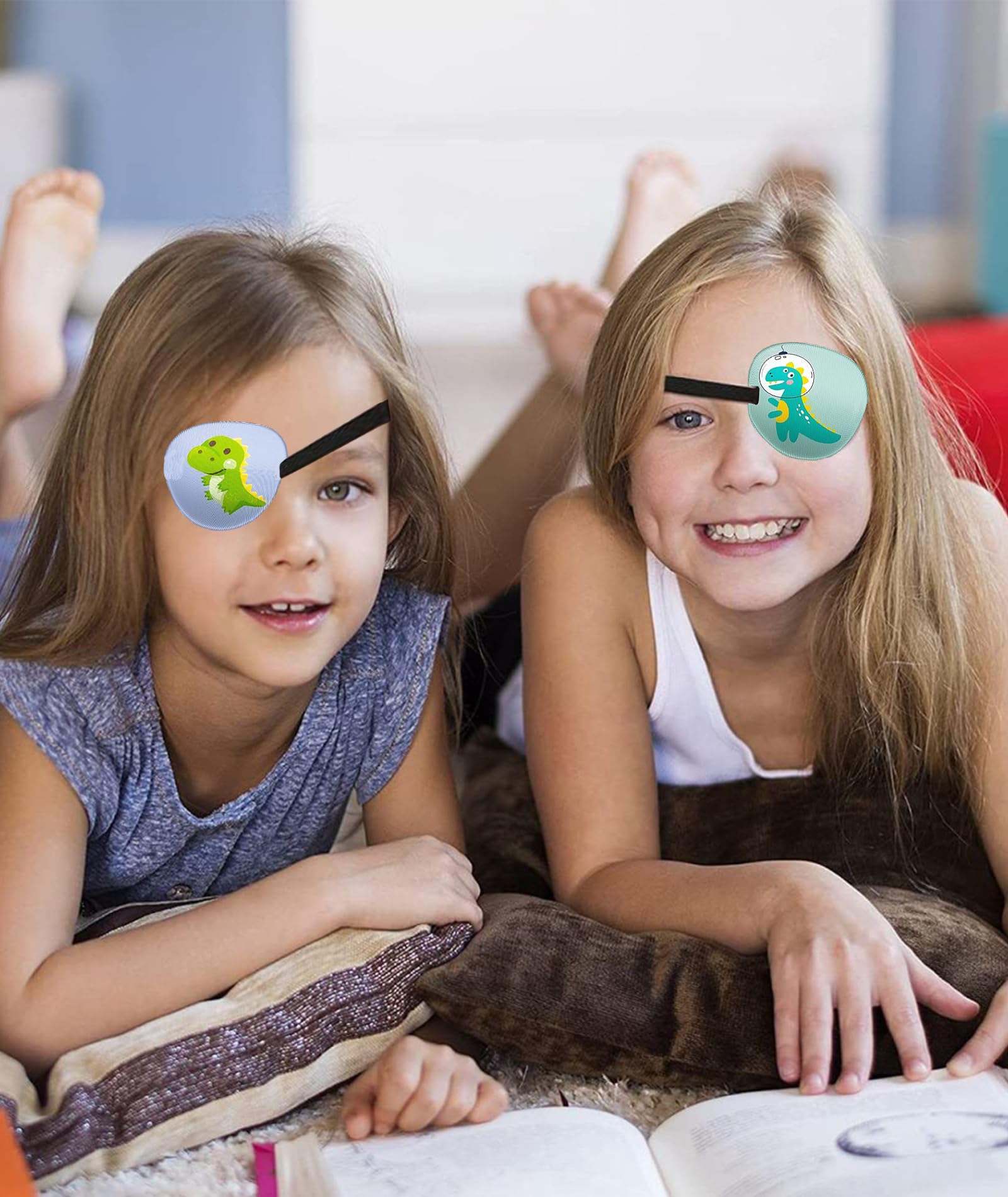 4 PCS Eye Patch for Kids, Dinosaur Pattern Eye Patches for Lazy Eye, Pirate Theme Party Eyes Patch, Halloween Costume(multicolour） - Image 6 thumbnail