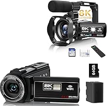 MURAUX 8K Camcorder 48MP 15FPS UHD WiFi Vlogging Camera P...