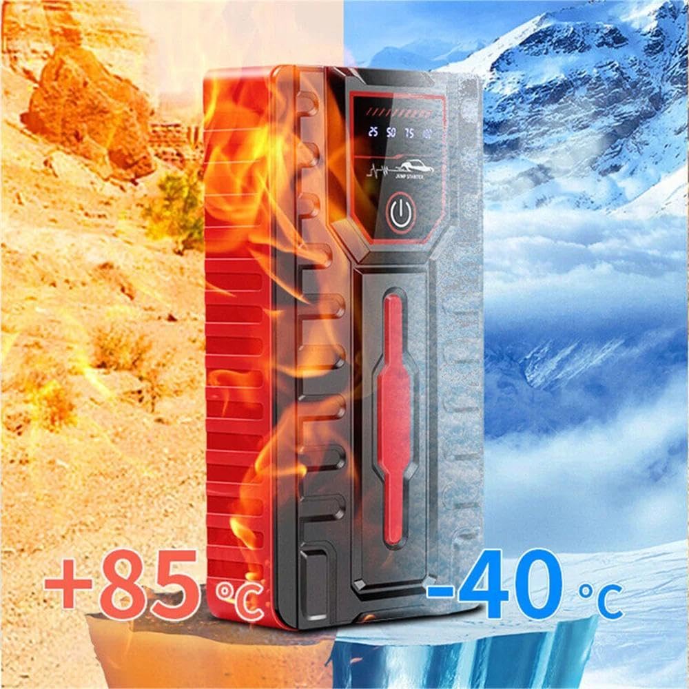 Booster Batteria Auto 5000 A, 6000 mAh Avviatore Batteria Auto | Avvio di Emergenza,Uso Automobile,12V Portatile Jump Starter con Pinze di Sicurezza Intelligenti, Lampada a LED, Schermo LCD