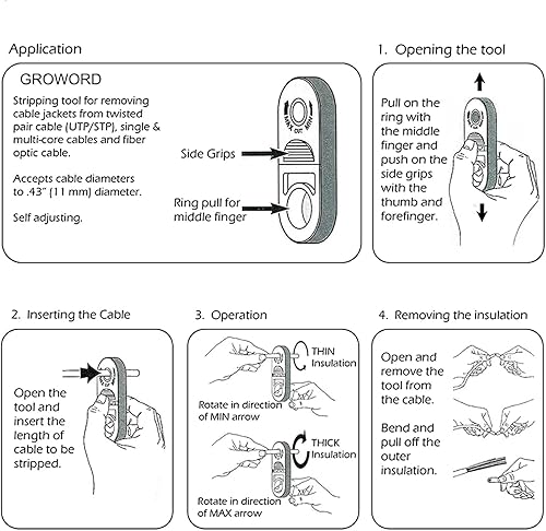 Miniatura 6 de Herramienta universal de pelado de cables de red para Cat5e, Cat 6, Cat 6a, Cat7, Cat 8 – Pelacables coaxiales profesionales y cortadores – Utp,