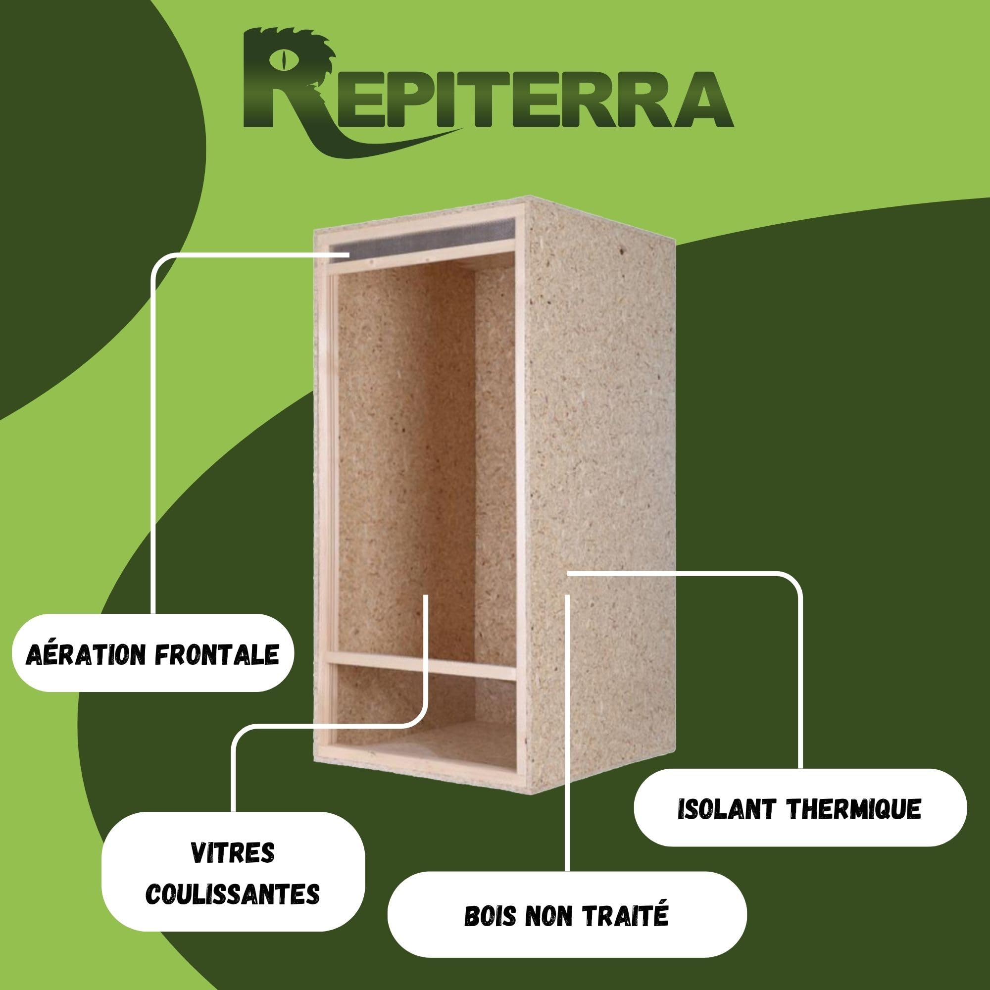 REPITERRA Terrarium en Bois OSB 60x120x60cm avec Aération Facile à Monter