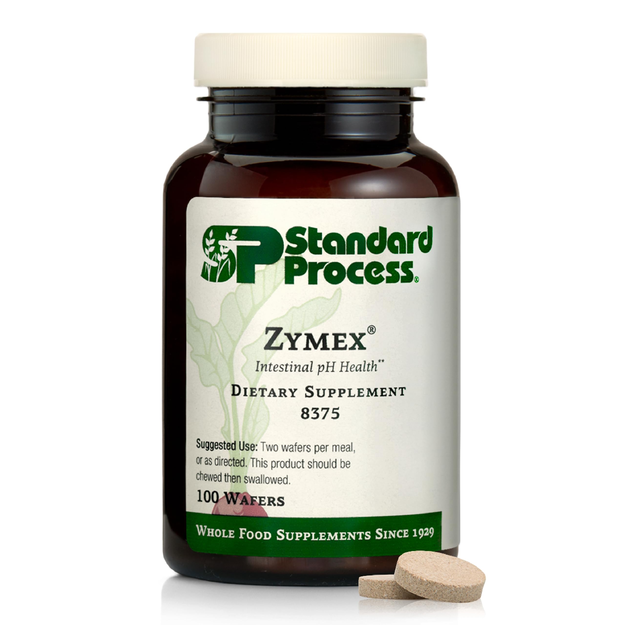 Standard Process Zymex Wafers - Supplement for Digestive & Gut Health - Provides pH & Intestinal Tract Support - Vegetarian & Non-Soy - 100 Wafers (50 Servings)