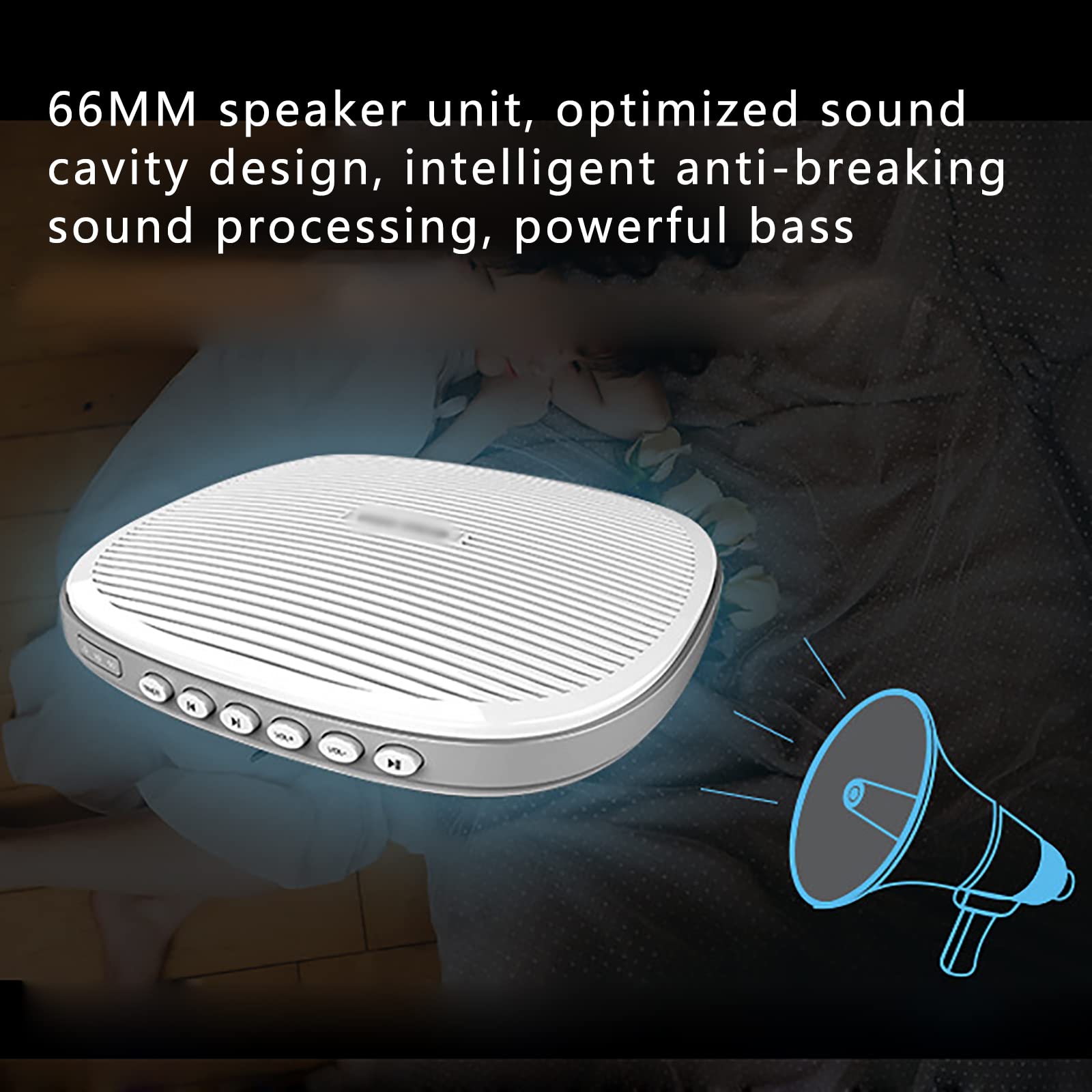 Appareil À Bruit Blanc, Instrument D'aide Au Sommeil Portable avec 20 Sons Naturels Et Prise Casque, Capacité De La Batterie 1800 MAh Et Charge USB, Design Fin 33 Mm pour La Méditation De Voyage