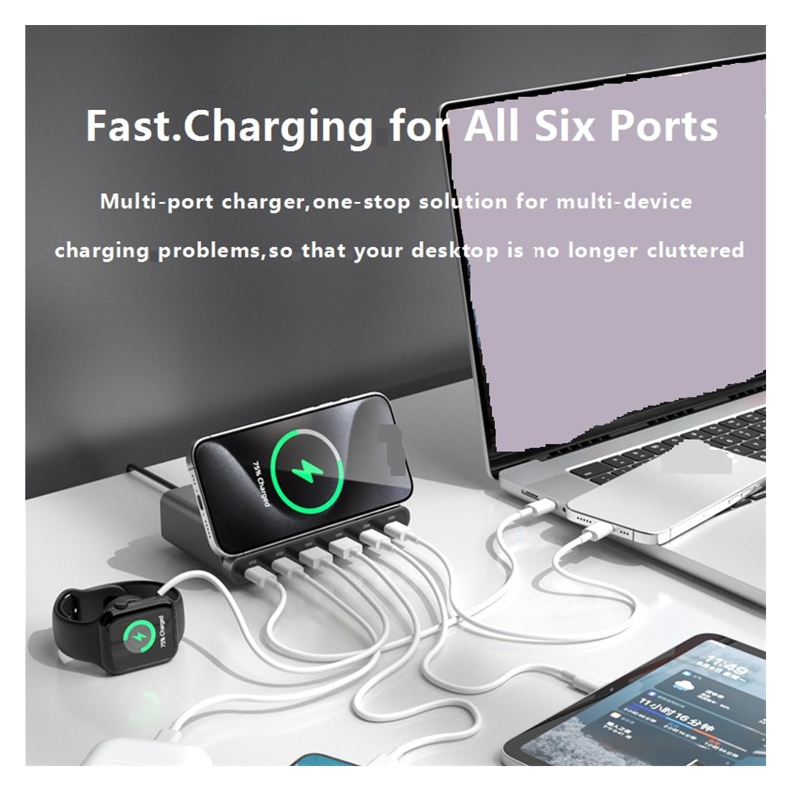 Stazione Di Ricarica USB Da 160 W Wireless Caricabatterie GaN 65 45 Caricatore Rapido For Tablet Portatile Capacità Di Ricarica Rapida