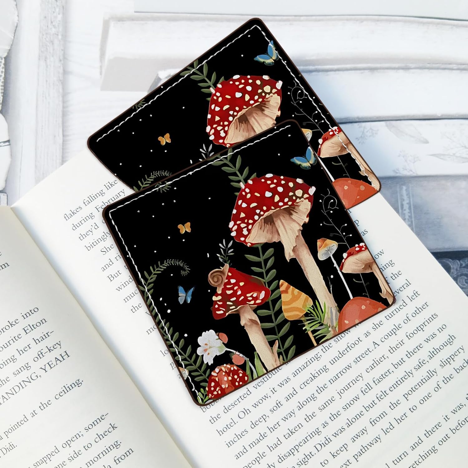 2 Pack Mushroom Leather Book Corner Bookmark, Durable Handmade Reading Accessories - Gifts for Readers, Women, Men, Teachers, Students - Image 5