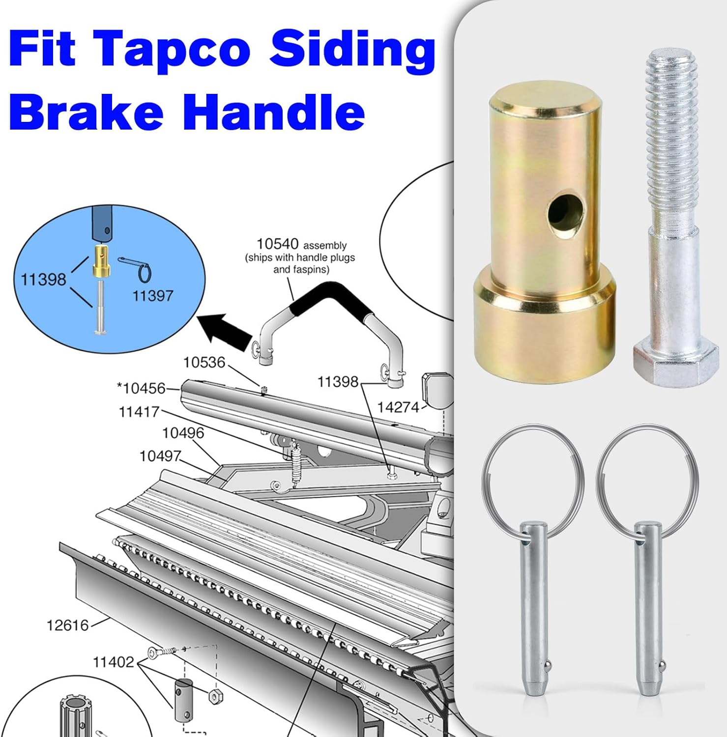 Replacement Tapco Siding Brake Part 11398 Hemming Handle Plug Bolts,11397 Pull Pins For Tapco PRO 14 PRO 19 PRO 50 Maximum MX Windy Tapco Siding Brake Tool Parts