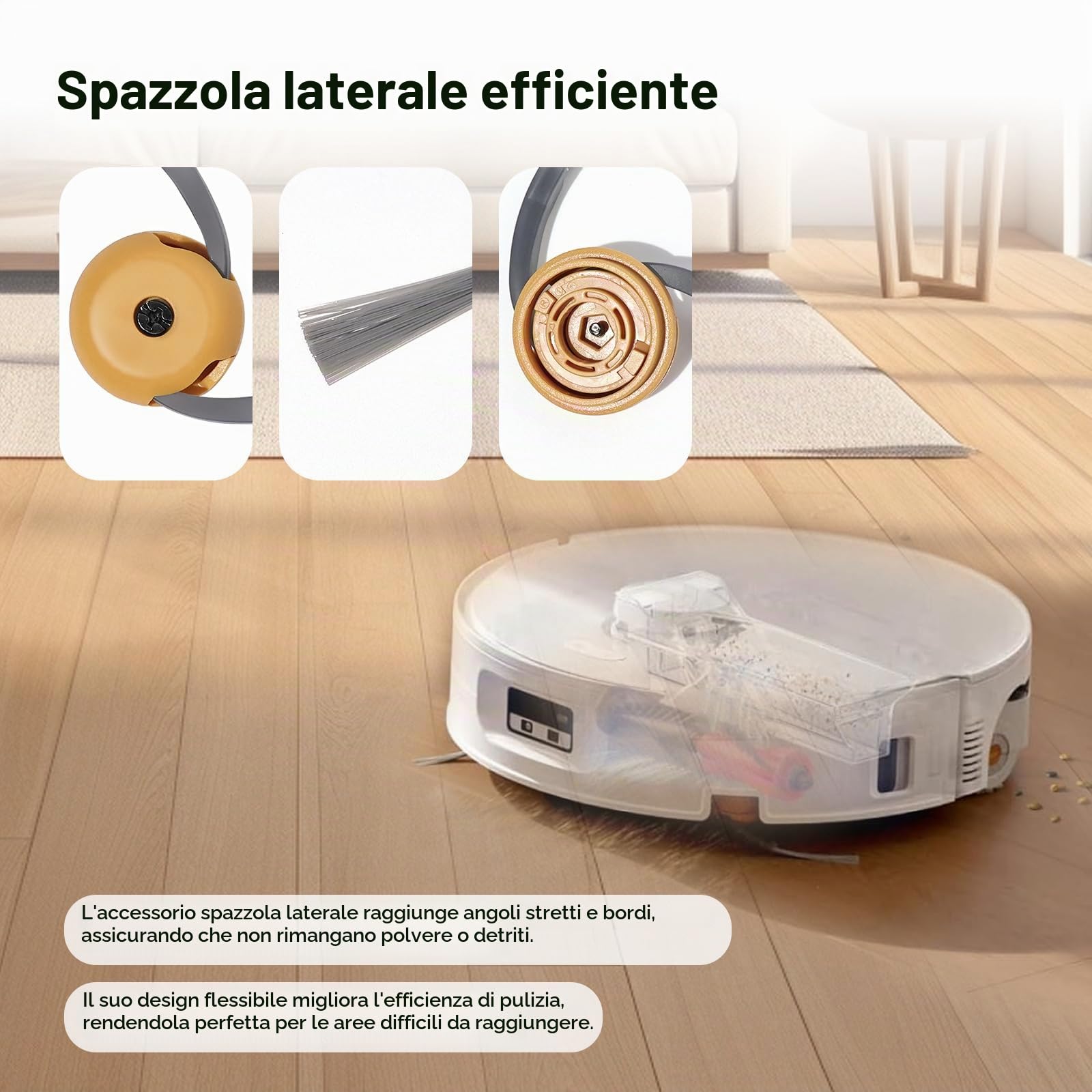 Parti di ricambio per Roborock Qrevo Curv 2 Flow aspirapolvere Accessori,1 spazzola principale,2 rotoli di panni, 4 Filtro ricambio,4 sacchetti per la polvere,4 spazzole laterali,1 spazzola di pulizia