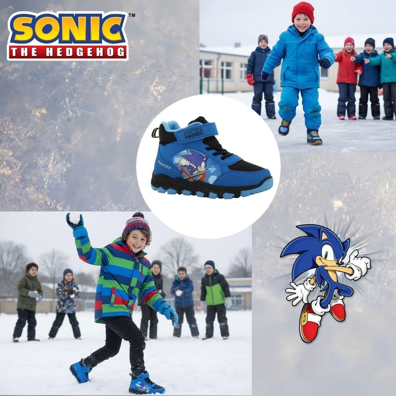 Leomil Sonic Stivali da Neve Bambino Scarpe Invernali Bambini Antiscivolo Stivaletti Invernali, Suola antiscivolo per i giorni freddi d’inverno