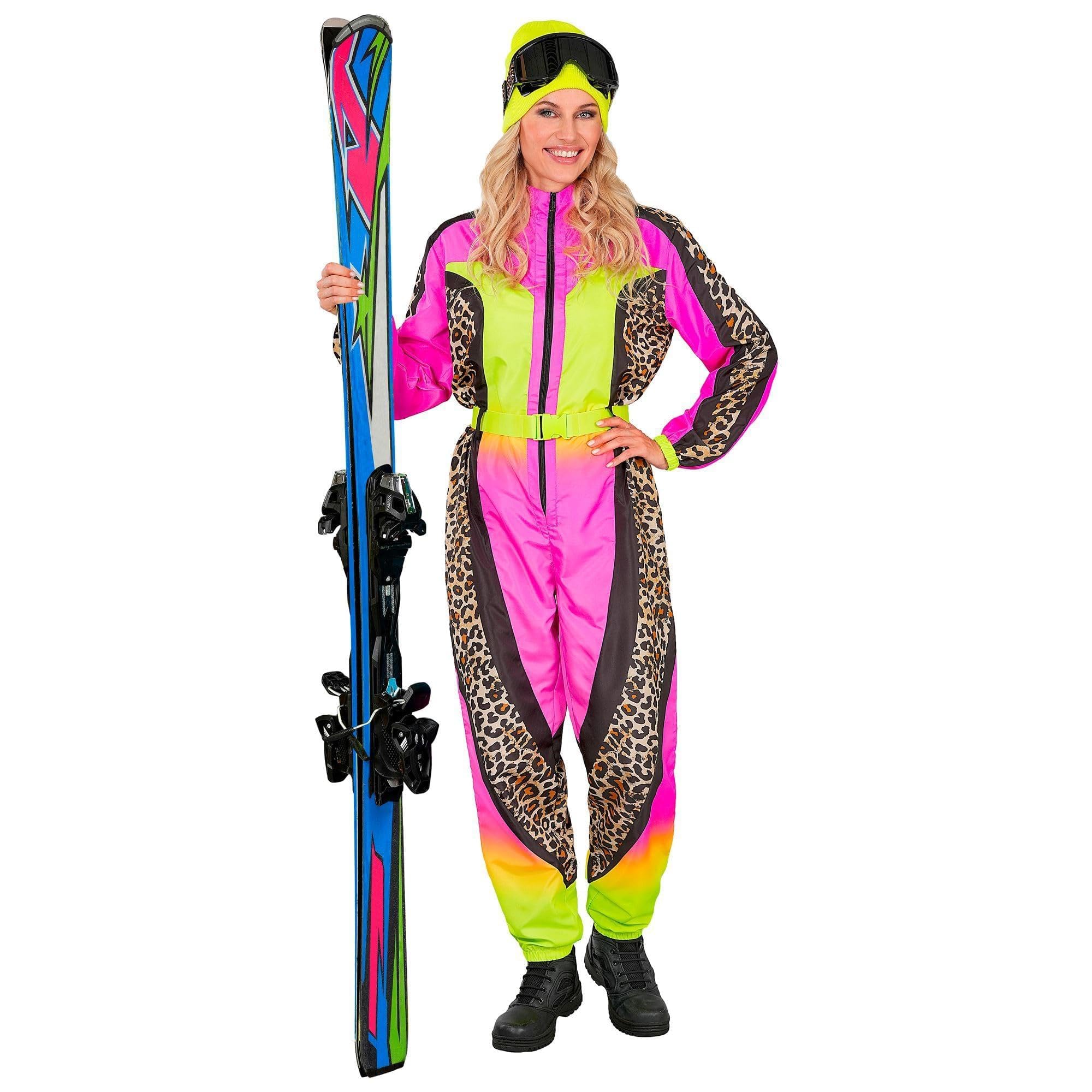 W WIDMANN MILANO Party Fashion - Women's Ski Suit, Jumpsuit with Belt, Animal Pattern Costume, for Carnival, Après-Ski & Festival