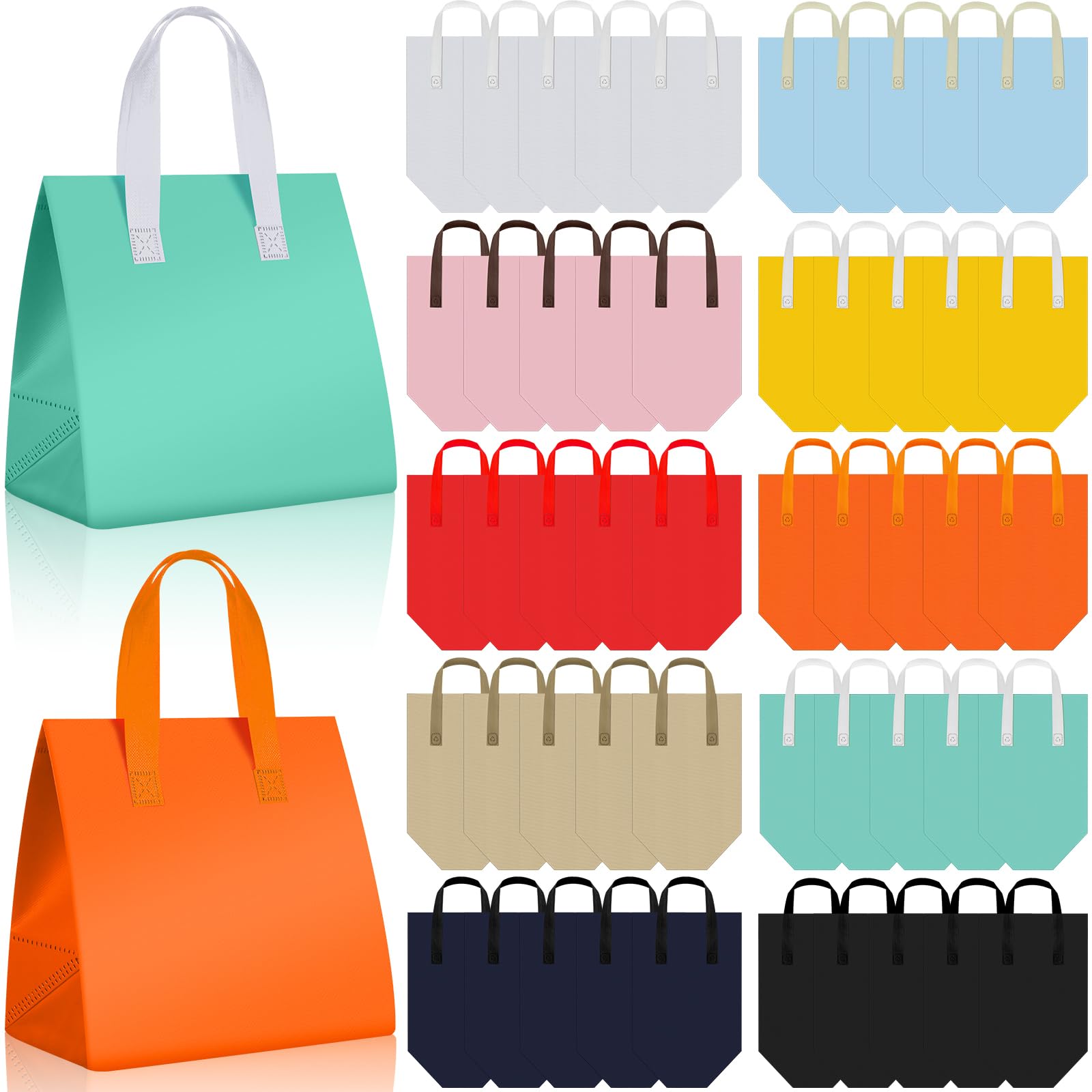 Kacctyen 50 Pcs Insulated Take Away Bags Bulk Thermal Insulation Food for Coffee Milk Tea Pizza Hot Cold Food Delivery Cooler Bag for Catering