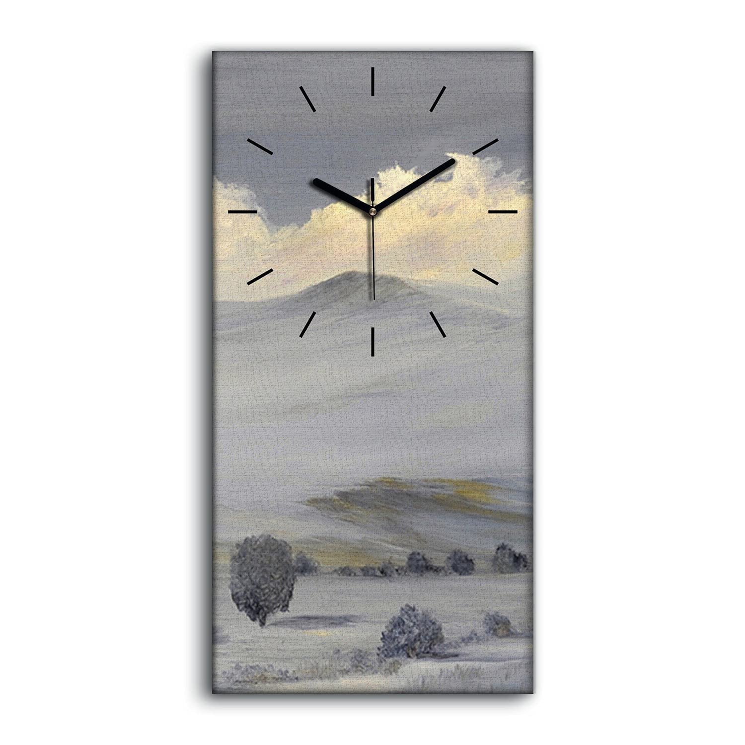 Horloge sur Toile Tableau Mural Moderne Salon Chambre Nuages Montagnes 30x60 cm