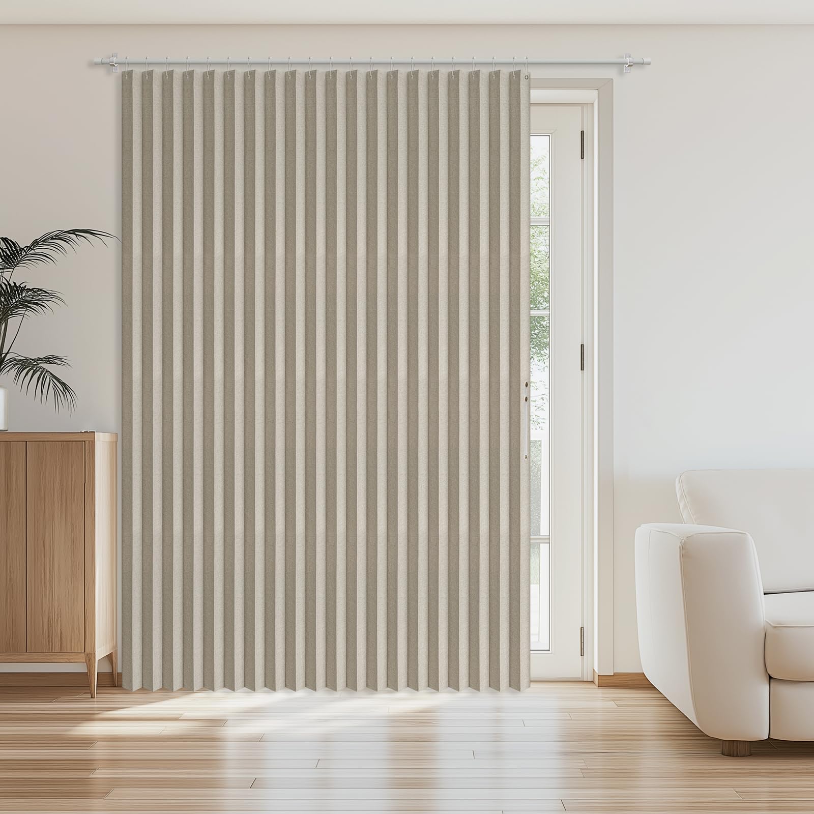 AJAZZ Accordion Door Curtain 98"x84" Cream White