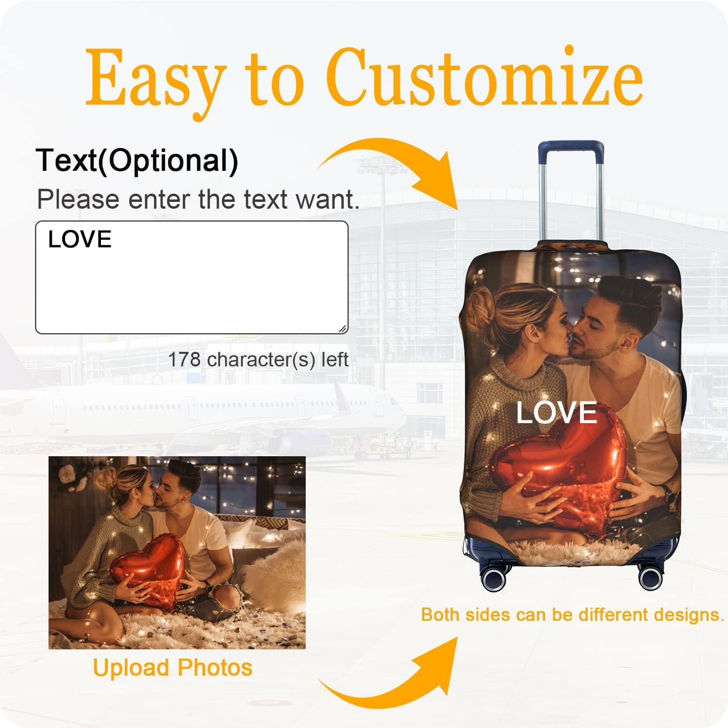 Custom Luggage Covers Personalized Suitcase Protector with Photo/Text Print, Durable Travel Suitcase Cover for Easy Identification (Fits 30-32")