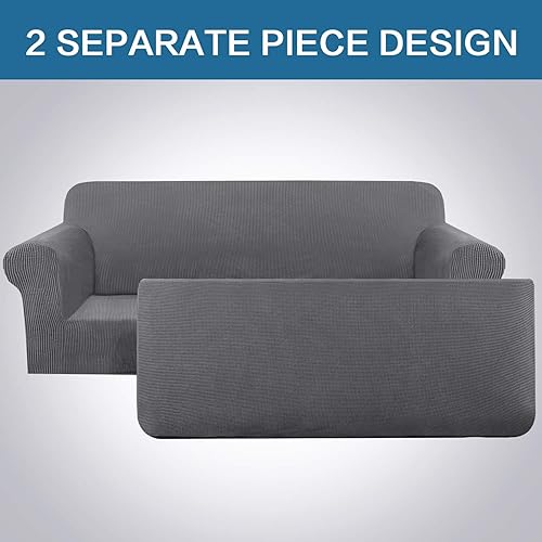 Miniatura 4 de H.VERSAILTEX - Fundas elásticas para sofá - 2 piezas para sofá de tres plazas - Fundas de sofá - Fundas para muebles (funda base y funda para