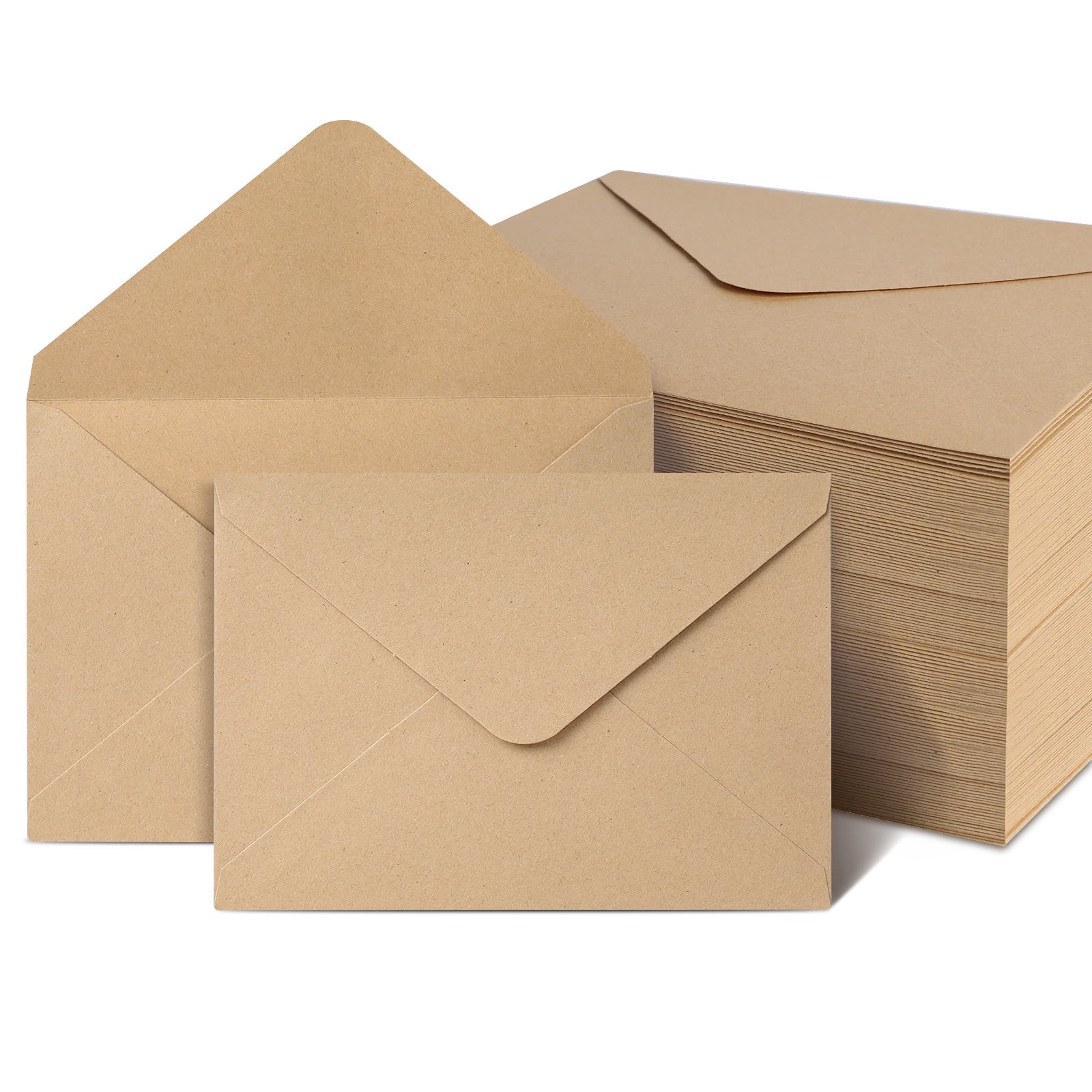 AiQlnu 100 szt. Koperty papierowe kraft 80 g/m² Vintage brązowa koperta ze spiczastą klapą 12,5 x 17,5 cm, kartki z życzeniami do projektowania, drukowania, zaproszenia, kartki urodzinowe