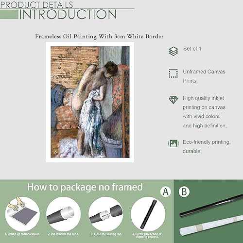 Miniatura 6 de Pósteres artísticos en lienzo e impresiones artísticas de pared de Edgar Degas After Bath Impresionist Woman Pintura de baño Vintage Francés Desnudo