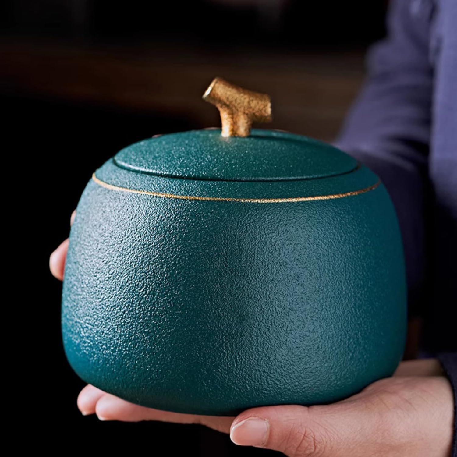 Tea Caddy Ceramics Storing Tea Cans, 850ml 28.9oz, Chinese Style Sealed Storage Tank