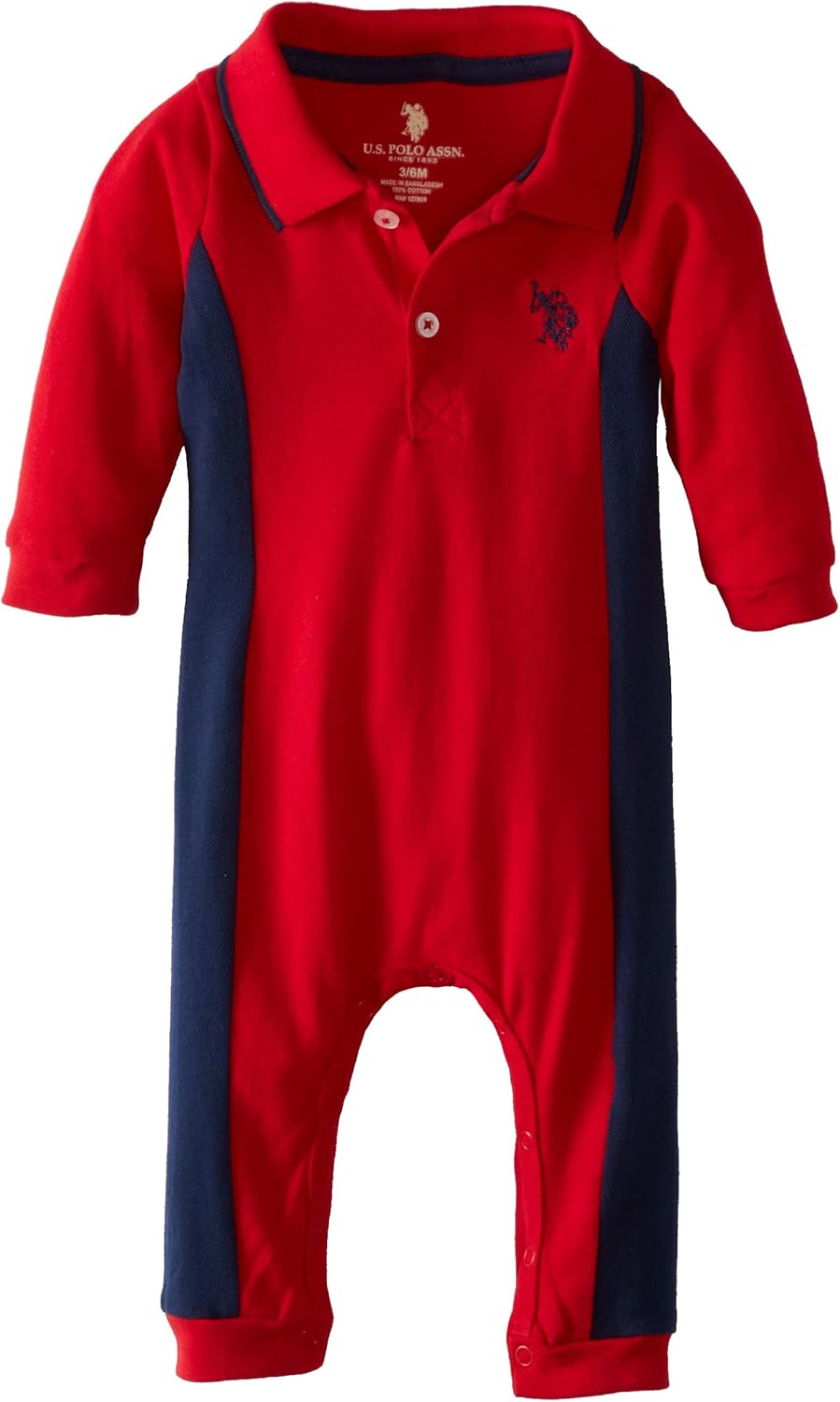 U.S. Polo Assn. BabyBoys Newborn Long Sleeve Coverall Infant And Toddler Rompers