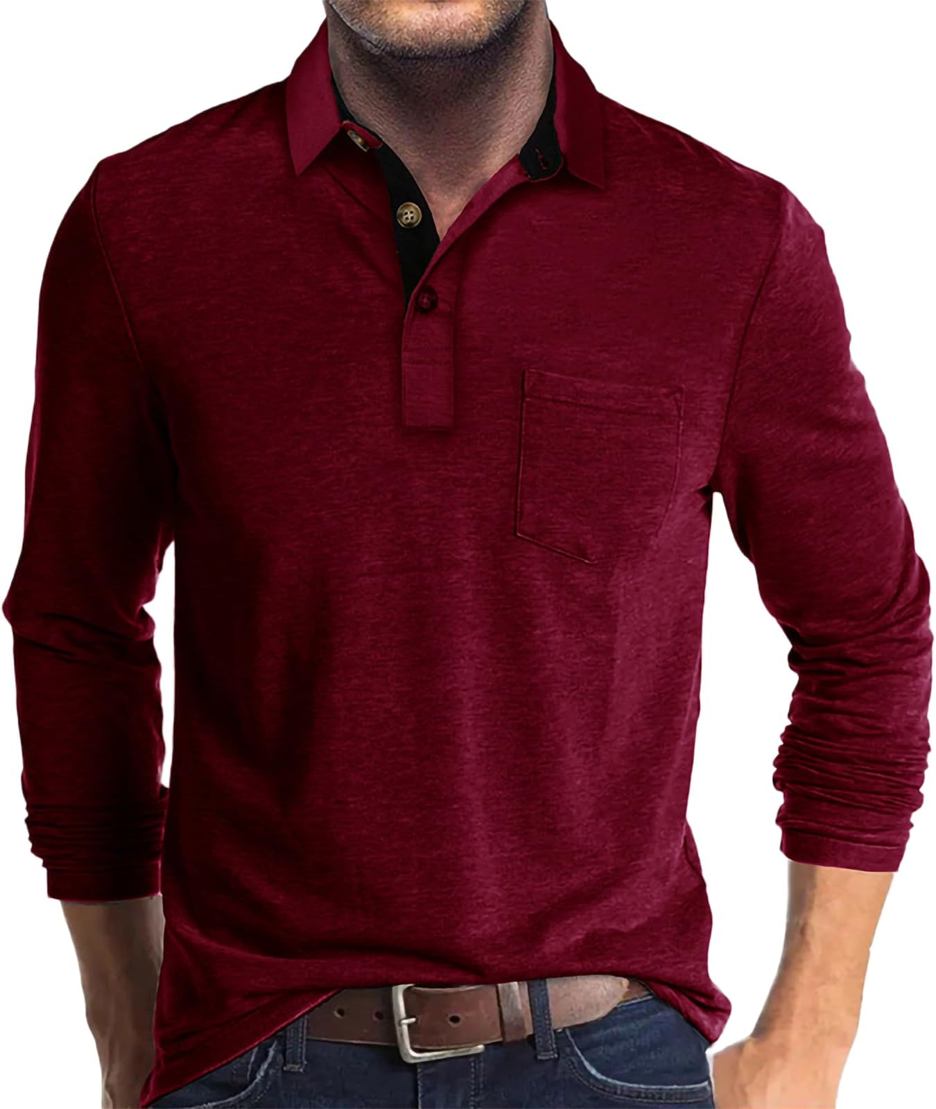 - Polo Shirts for Men Basic Tops with Pocket Summer Beah Casual Blouses Trendy Simple Solid Color Versatile Tees