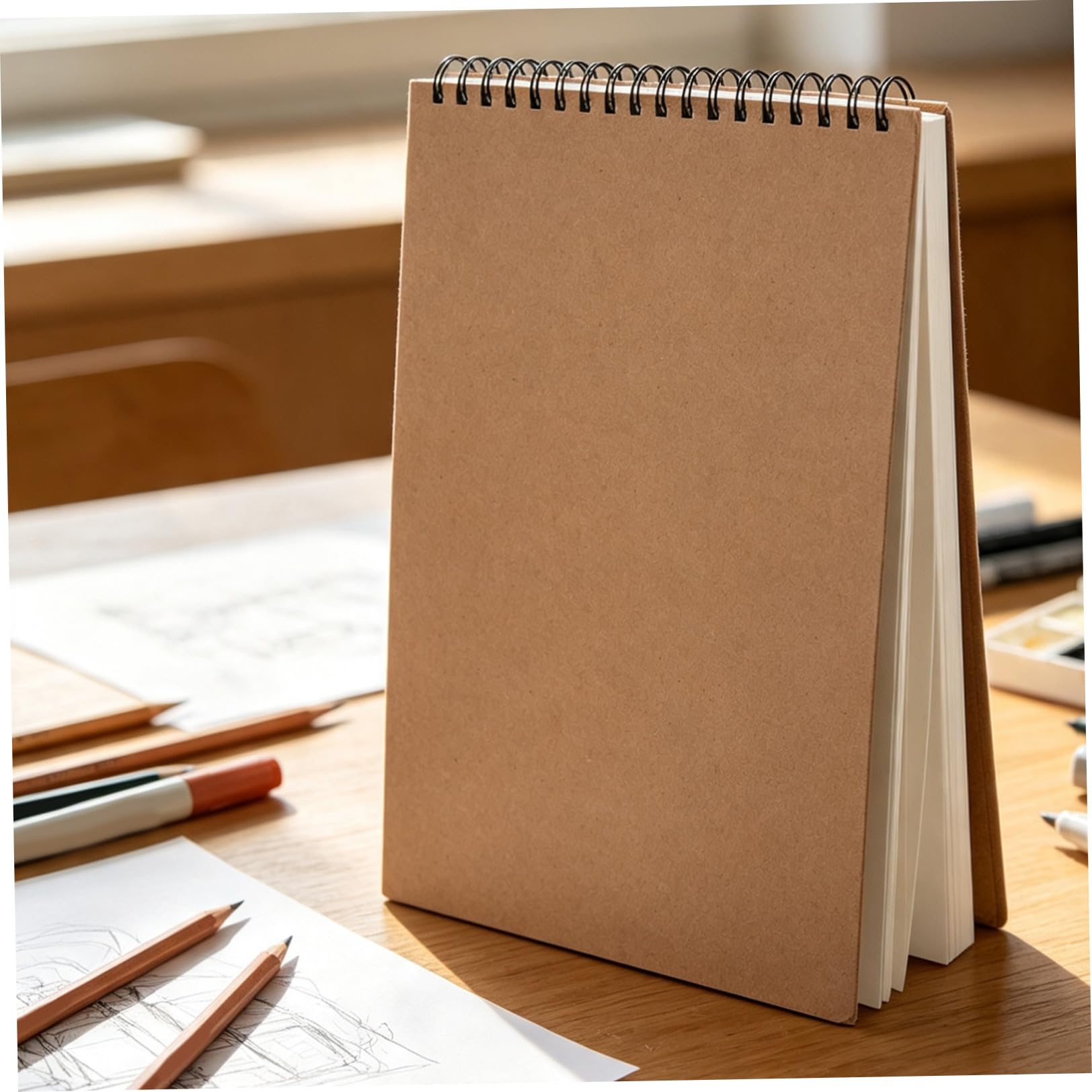 60 Hojas Cuaderno de Dibujo Espiral y Tapa Dura Negra, sin Líneas, Tamaño 15.6x10.2 Pulgadas, 60 Hojas de Papel para Bocetos, Pintura y Bosquejos, Adecuado para Artistas y
