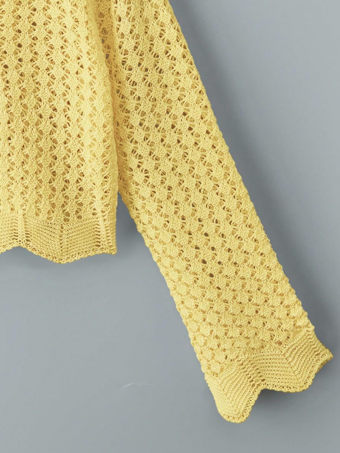 GORGLITTER Girl's Crochet Cropped Cardigan Knit Tie Front Tops Cute Long Sleeve Bolero Shrug Lightweight Sweaters Trendy 2025