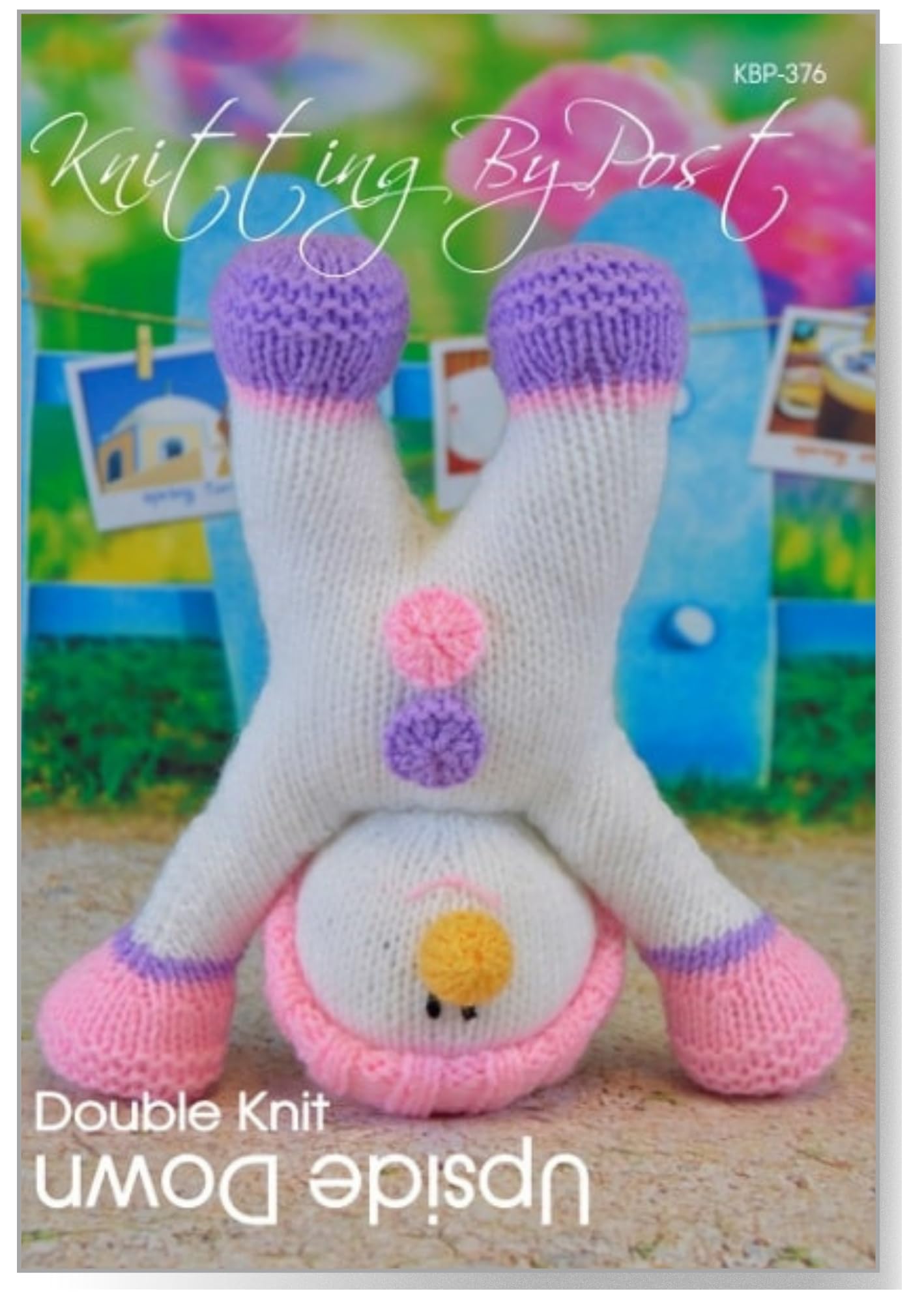Knitting By Post Pink,Purple,White Knitting Pattern Upside Down Snowman From Knitted Christmas Soft Toy In White, Pink And Purple