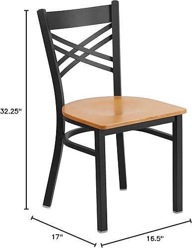 Miniatura 23 de Flash Furniture HERCULES Series - Juego de 2 sillas de restaurante de metal con respaldo en X, asiento de vinilo color burdeos Asiento de vinilo