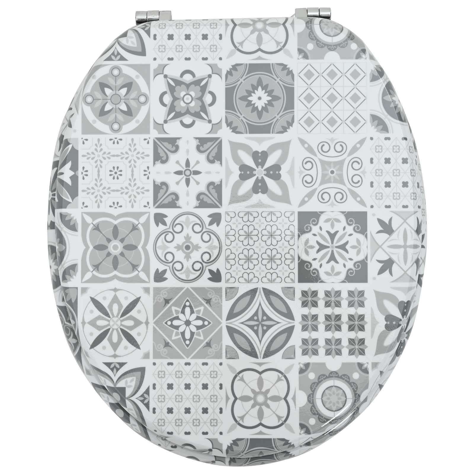 Asiento de inodoro de cierre suave, tablero de fibra de densidad media, 44 x 38 cm, con descenso automático, asiento antideslizante y fácil fijación para baño, invitados, inodoro, comodidad e