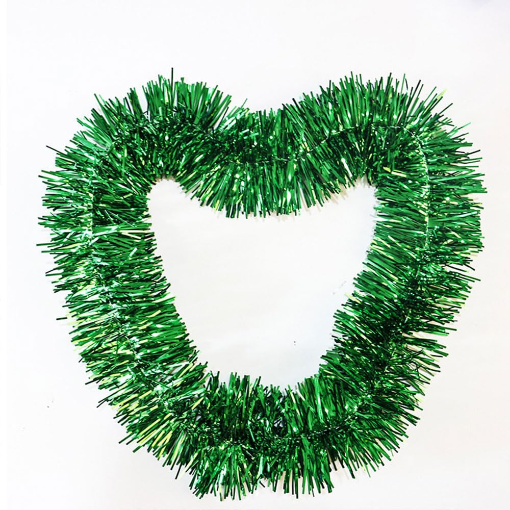 Odot 3Pcs Christmas Tinsel, 5M Xmas Shiny Tinsel Garland for Christmas Decorations, Xmas Tree, Wedding, Table Centerpiece, Fireplace, Stairs, Wreath, Doorway, New Year (Green,5m)