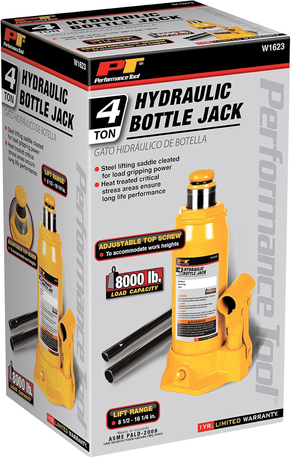 Performance Tool W1643 12 Ton (24,000 lbs.) Heavy Duty Shorty Bottle Jack: Automotive