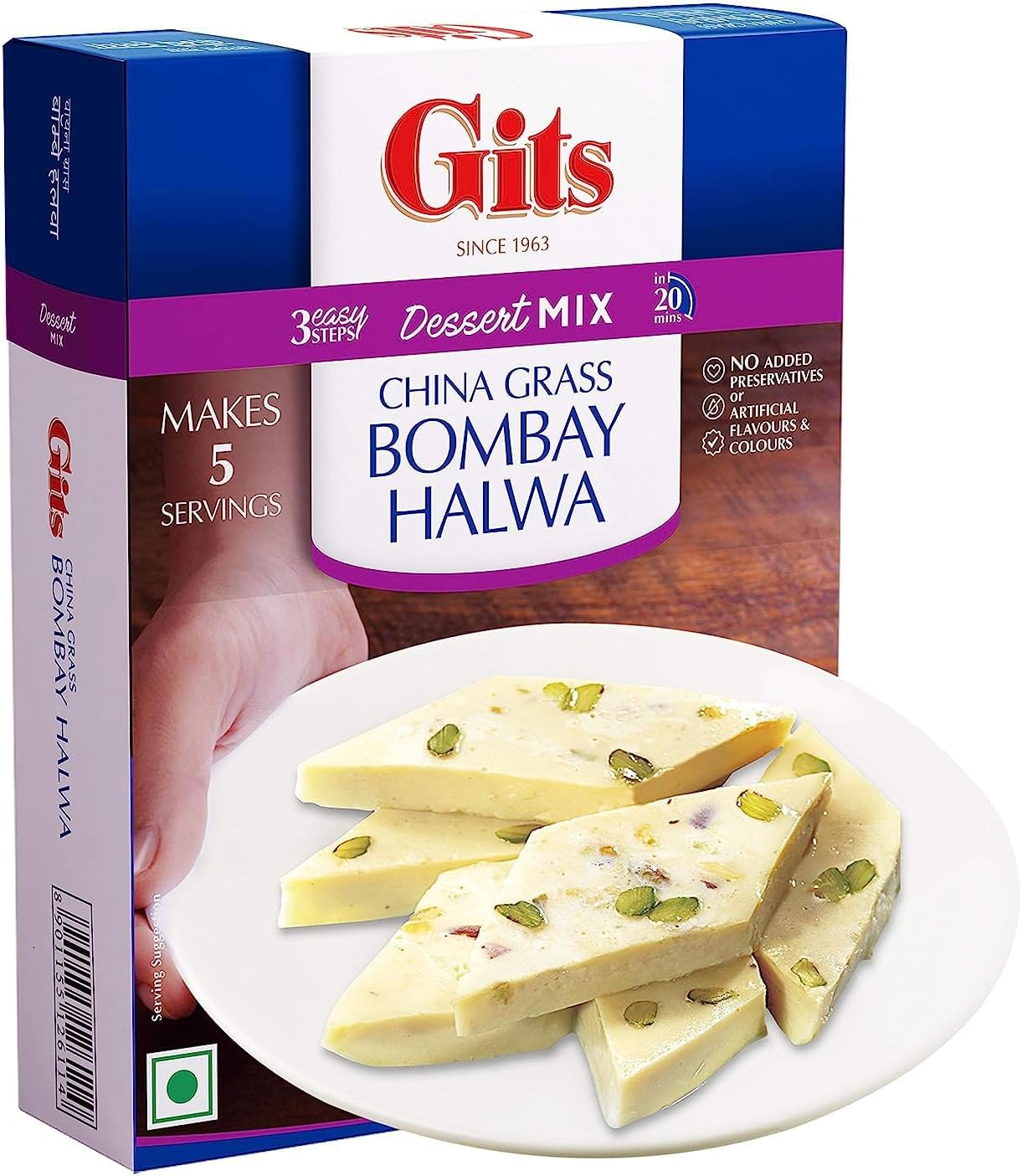 Gits Instant Bombay Halwa Dessert Mix, Pure Veg, Indian Sweet and Dessert Ready Mix, 80g