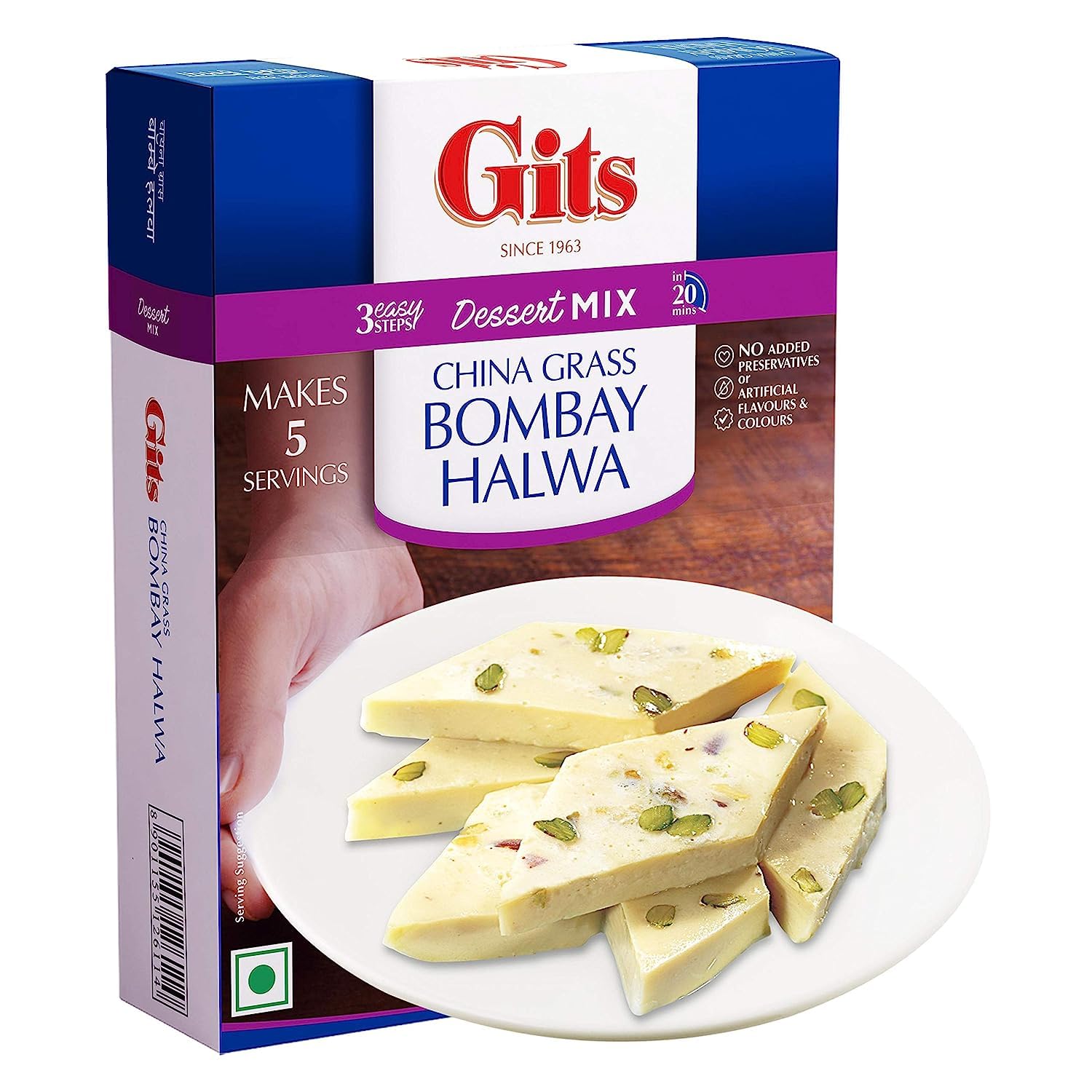 Gits Instant Bombay Halwa Dessert Mix, Pure Veg, Indian Sweet and Dessert Ready Mix, 80g