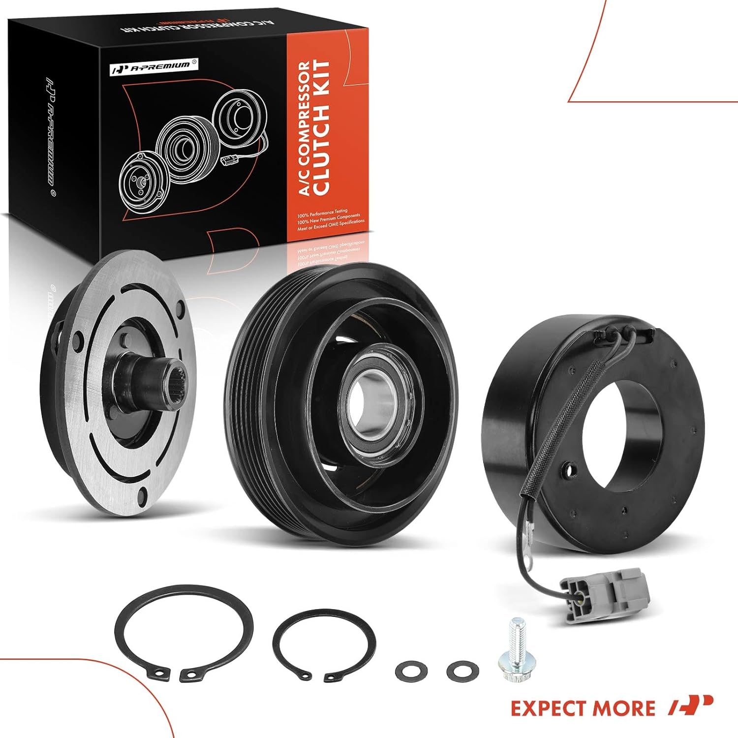 A-Premium Air Conditioner AC Compressor Clutch Kit Compatible with Mazda 3 2010-2013 2.3L 2.5L, 5 2012-2015 2.5L, 3 Sport 2010-2013 2.5L